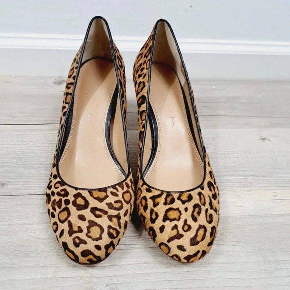 Banana Republic Leopard Animal Print Stiletto Calf Hair 3 Inch Heels Size 9 - Picture 1 of 10